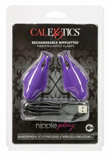 CalExotics Rechargeable Nipplettes Adjustable Vibrating Clamps Pink