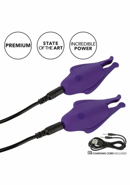 CalExotics Rechargeable Nipplettes Adjustable Vibrating Clamps Pink