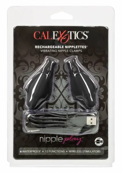 CalExotics Rechargeable Nipplettes Adjustable Vibrating Clamps Pink