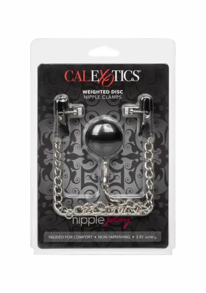 CalExotics Nipple Play Weighted Disc Adjustable Nipple Clamps Black