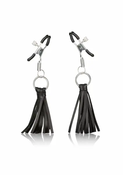 CalExotics Playful Tassels Adjustable Nipple Clamps Black 716770091888