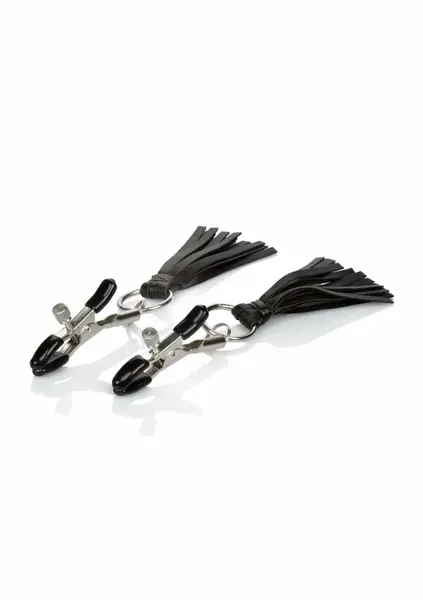 CalExotics Playful Tassels Adjustable Nipple Clamps Black 716770091888