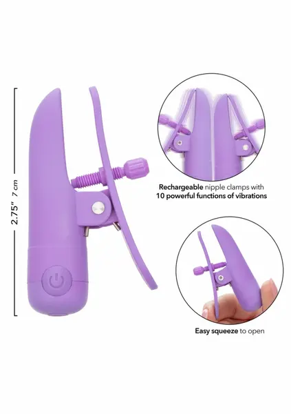 Nipple Play Nipplettes Rechargeable Adjustable Vibrating Clamps Pink