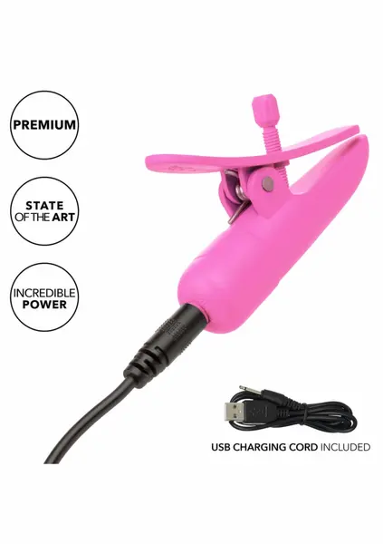 Nipplettes Rechargeable Adjustable Vibrating Clamps Pink IPX7