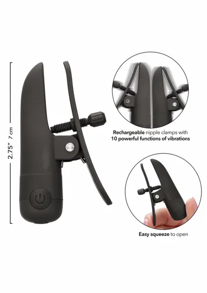 Nipplettes акумулаторни вибриращи щипки за зърна, розови, регулируеми – модел 4