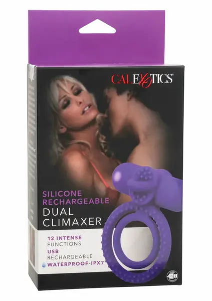 Silicone Rechargeable Dual Climaxer Couples Vibrating Ring 12 Modes