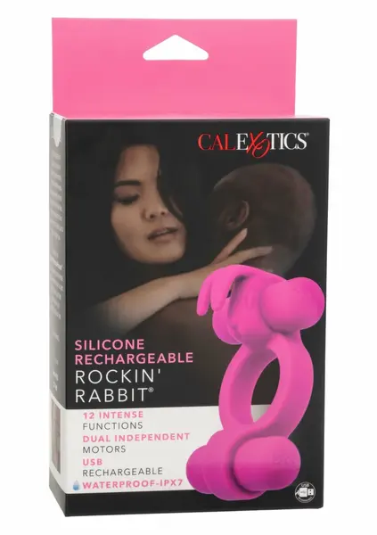 CalExotics Rechargeable Rockin Rabbit Silicone Couples Ring 12 Modes