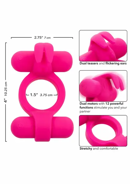 CalExotics Rechargeable Rockin Rabbit Silicone Couples Ring 12 Modes