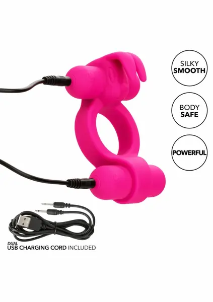 CalExotics Rechargeable Rockin Rabbit Silicone Couples Ring 12 Modes