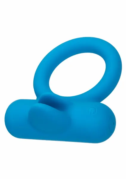CalExotics Rechargeable Double Trouble Silicone Couples Ring Blue
