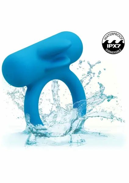 CalExotics Rechargeable Double Trouble Silicone Couples Ring Blue
