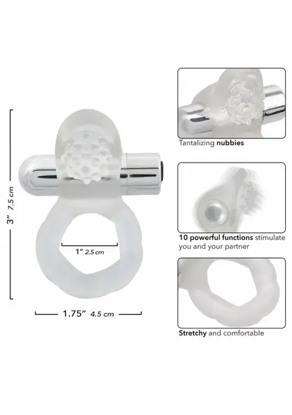Nubby Lovers Delight Vibrating Couples Enhancer, USB Rechargeable, Waterproof