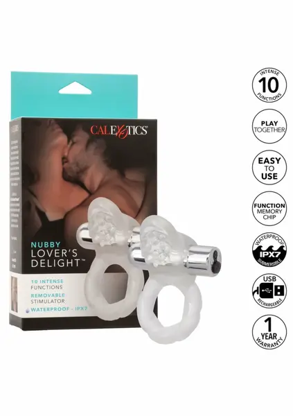 Nubby Lovers Delight Vibrating Couples Enhancer, USB Rechargeable, Waterproof