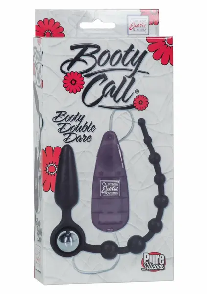 Booty Call Booty Double Dare силиконов анален комплект с вибрация, черен, 3 части – модел 2