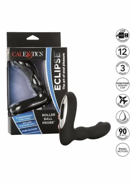 Eclipse Roller Ball Probe Silicone Wireless Intimate Massager Black