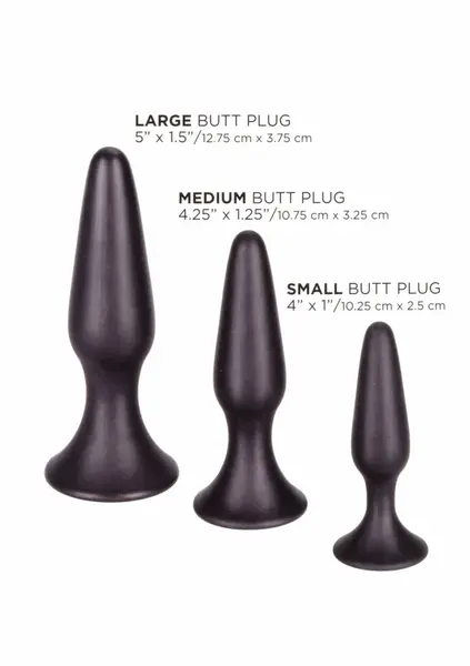 CalExotics Silicone Anal Trainer Kit - Graduated Flexible Set, Black