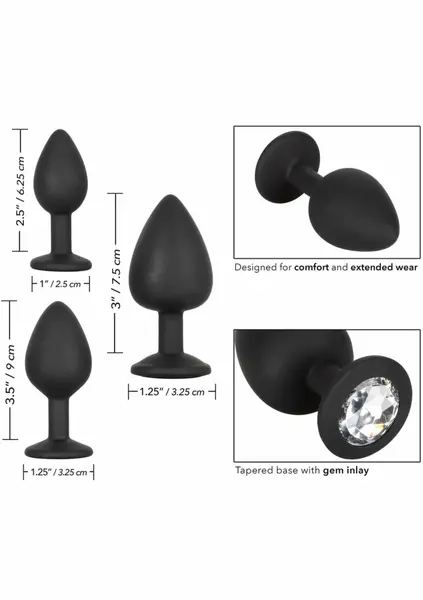 CalExotics Silicone Gem Anal Kit - 3-Piece Graduated Plug Set