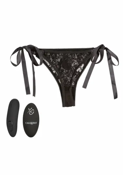 CalExotics Remote Control Lace Thong Set - Wireless Vibrating Panty, Black