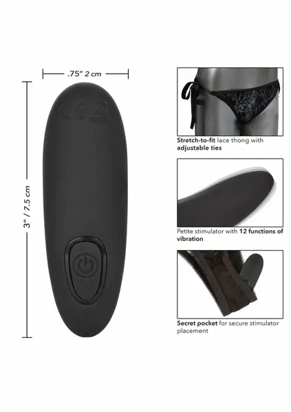CalExotics Remote Control Lace Thong Set - Wireless Vibrating Panty, Black