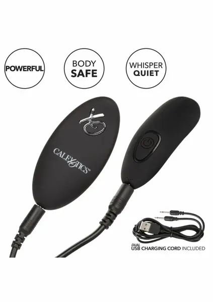 CalExotics Remote Control Lace Thong Set - Wireless Vibrating Panty, Black