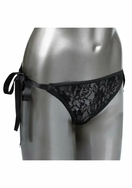 CalExotics Remote Control Lace Thong Set - Wireless Vibrating Panty, Black