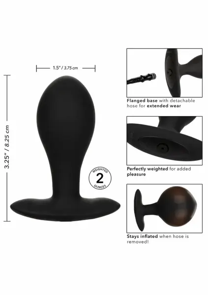 CalExotics Large Weighted Inflatable Plug Silicone System 3.25” Black