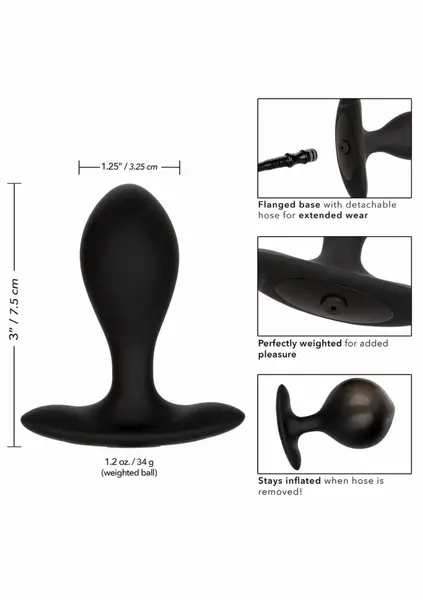 CalExotics Silicone Inflatable Plug Weighted Flexible 3” Black