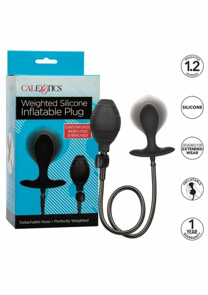 CalExotics Silicone Inflatable Plug Weighted Flexible 3” Black