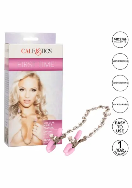 First Time Crystal Nipple Teasers Adjustable Silicone-Coated Set