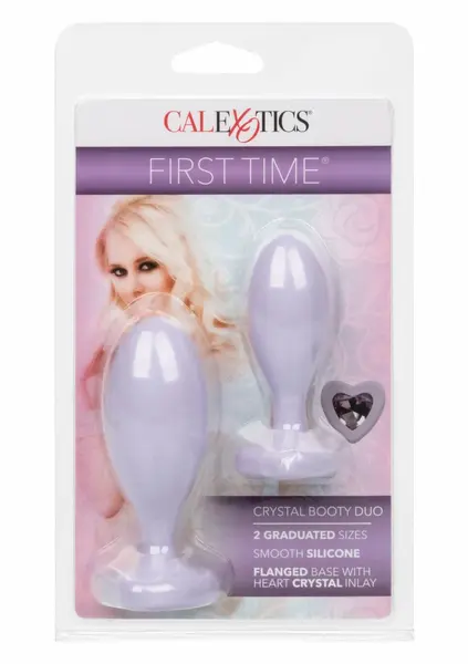 CalExotics First Time Crystal Booty Duo Silicone Plug Set Pink