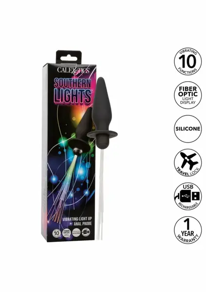 CalExotics Southern Lights Vibrating Light Up Anal Probe Silicone USB