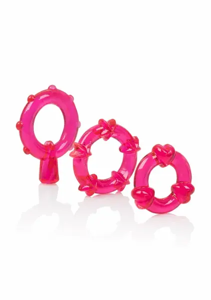 Magic C-Rings 3-Piece Set - Stretchy TPR Rings with Textured Surface