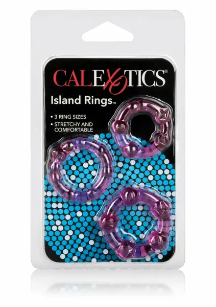 Island Rings комплект еластични релефни пръстени за пенис, 3 размера – модел 2