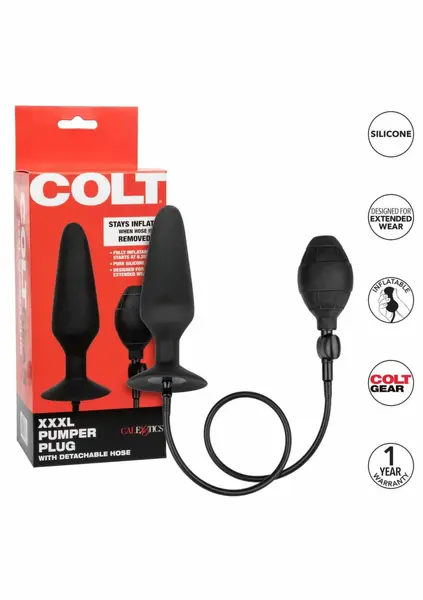 COLT Pumper Plug XXXL Inflatable Silicone System Black 6.25”