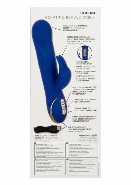 Silicone Rotating Rabbit Intimate Machine, 7 Modes, USB, Waterproof