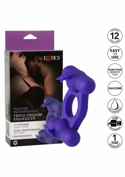 CalExotics Triple Orgasm Enhancer Silicone Intimate Ring Rechargeable