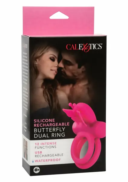 CalExotics Butterfly Dual Ring Silicone Rechargeable Intimate Enhancer