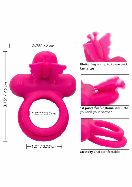 CalExotics Butterfly Dual Ring Silicone Rechargeable Intimate Enhancer
