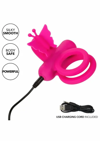 CalExotics Butterfly Dual Ring Silicone Rechargeable Intimate Enhancer