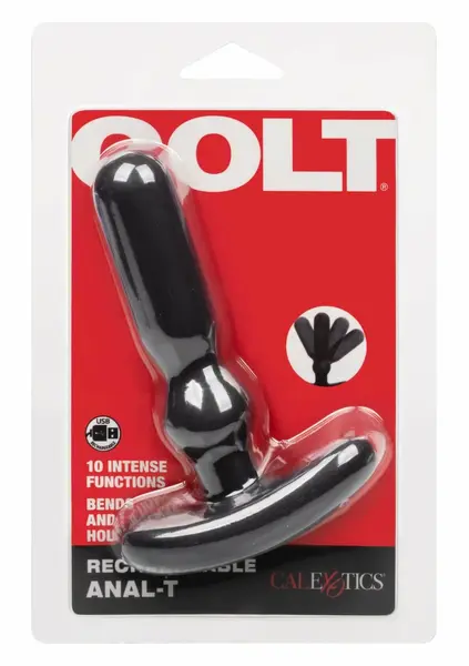 COLT Vibrating Anal T Rechargeable Flexible Silicone Probe Black