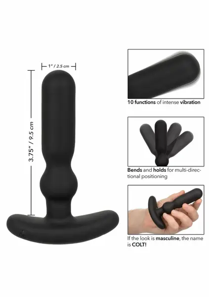 COLT Vibrating Anal T Rechargeable Flexible Silicone Probe Black