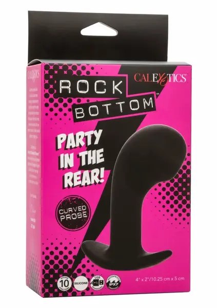 Rock Bottom Curved Probe Silicone Intimate Device USB Rechargeable Black