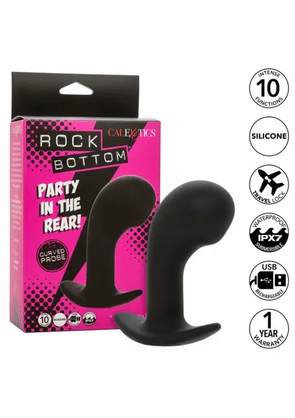 Rock Bottom Curved Probe Silicone Intimate Device USB Rechargeable Black
