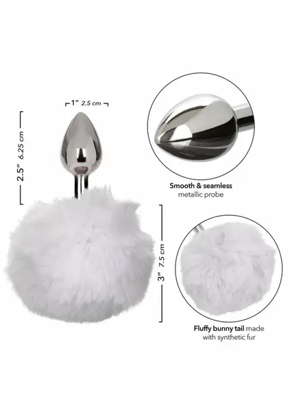 CalExotics Running Wild Bunny Tail Metallic Plug with Fluffy Accent