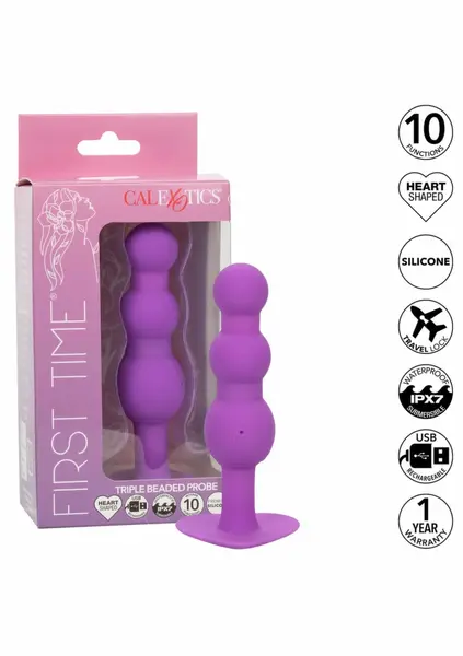 CalExotics First Time Triple Beaded Probe Silicone USB Waterproof Black