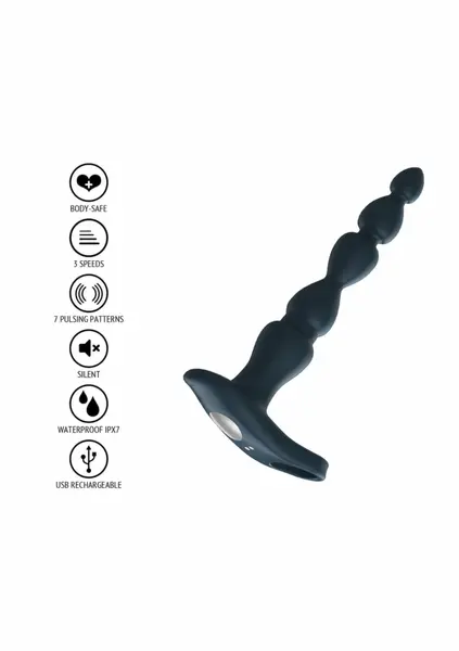 ToyJoy Elixer Vibrating Double Penetrator Flexible Beaded System Black
