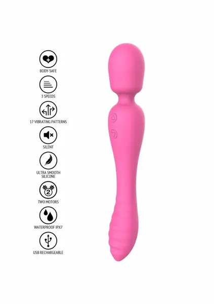 TOYJOY The Evermore 2-in-1 Massager Rechargeable Liquid Silicone Pink