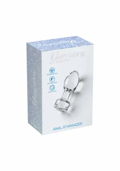 TOYJOY GLASS WORXX Stargazer Glass Plug Medium Clear