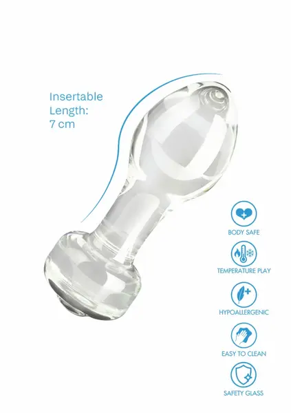TOYJOY GLASS WORXX Stargazer Glass Plug Medium Clear