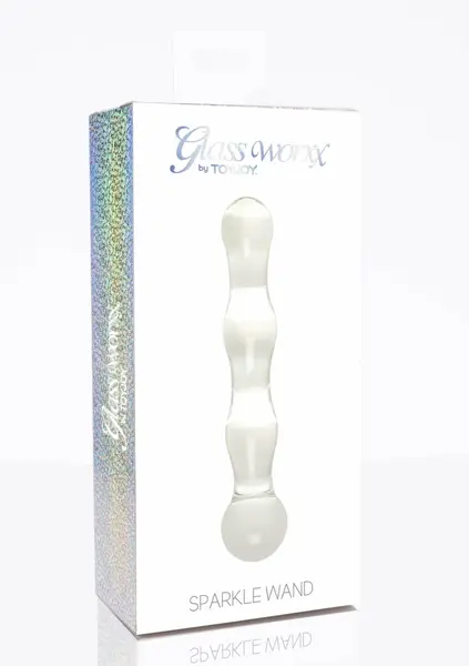 TOYJOY GLASS WORXX Sparkle Wand - Glass Intimate Massager, Wavy Design